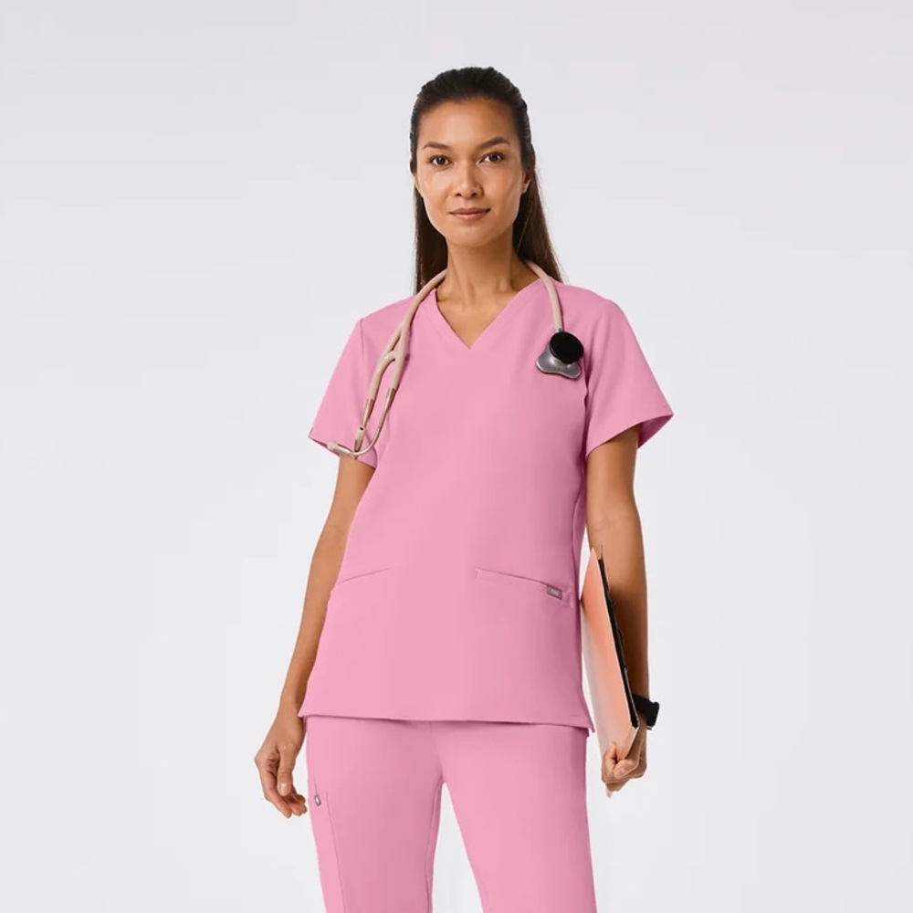 Figs Casma Three Pocket Scrub Top - Chalk Pink - XS